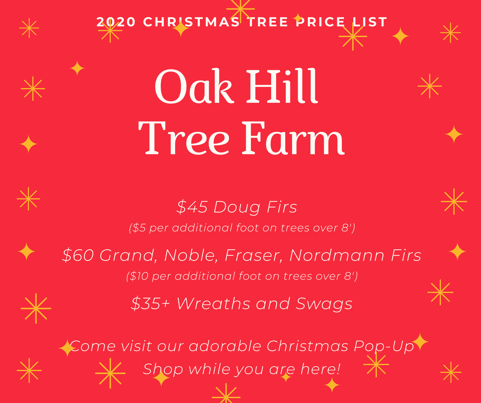 Oakhill Tree Farm 2020 Price List